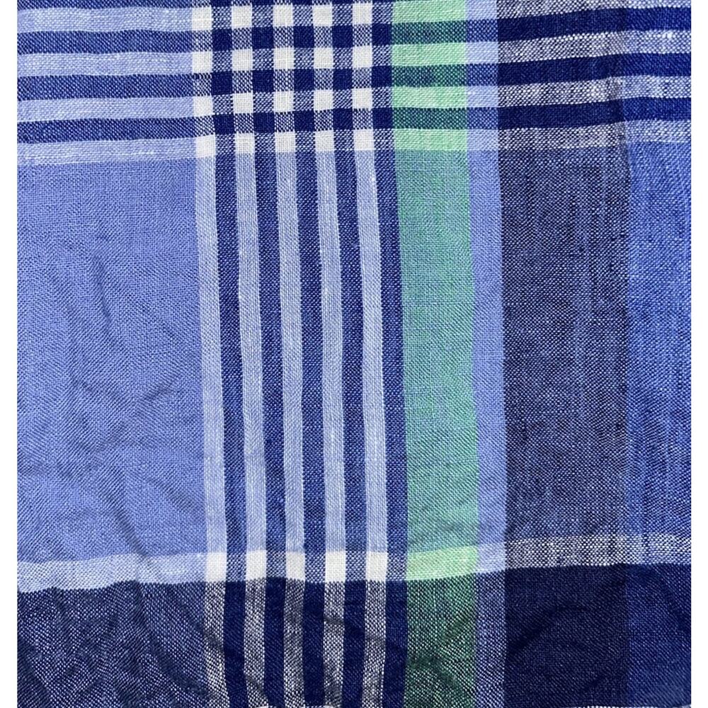 Polo Ralph Lauren Mens Med 100% Linen Plaid Long Sleeve Utility Shirt Blue / Grn - Picture 6 of 7